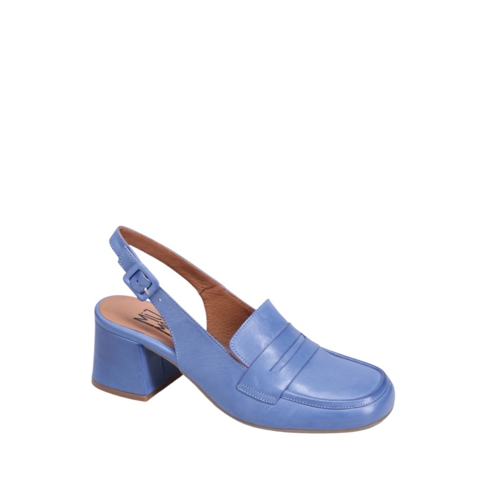 NEW Miz Mooz Satire Blue Leather Block Heel Slingback Sandal Loafer Size 10.5-11